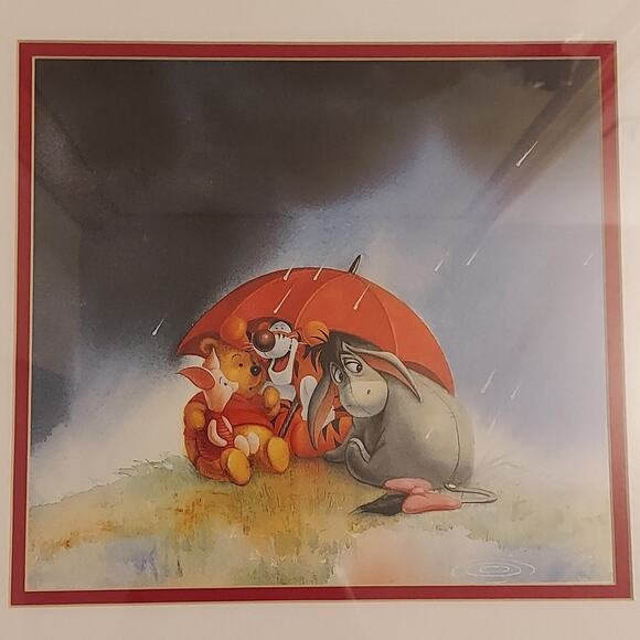 Marlin Art Disney Winnie The Pooh In Spring Lithograph Matted in 17" x 18" Frame - Picture 2 of 4